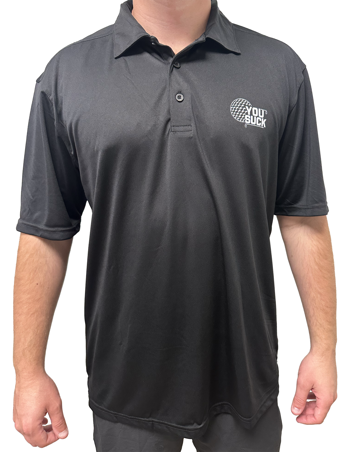 You Suck Men's Golf Ball w/ Clubs Polo Shirt