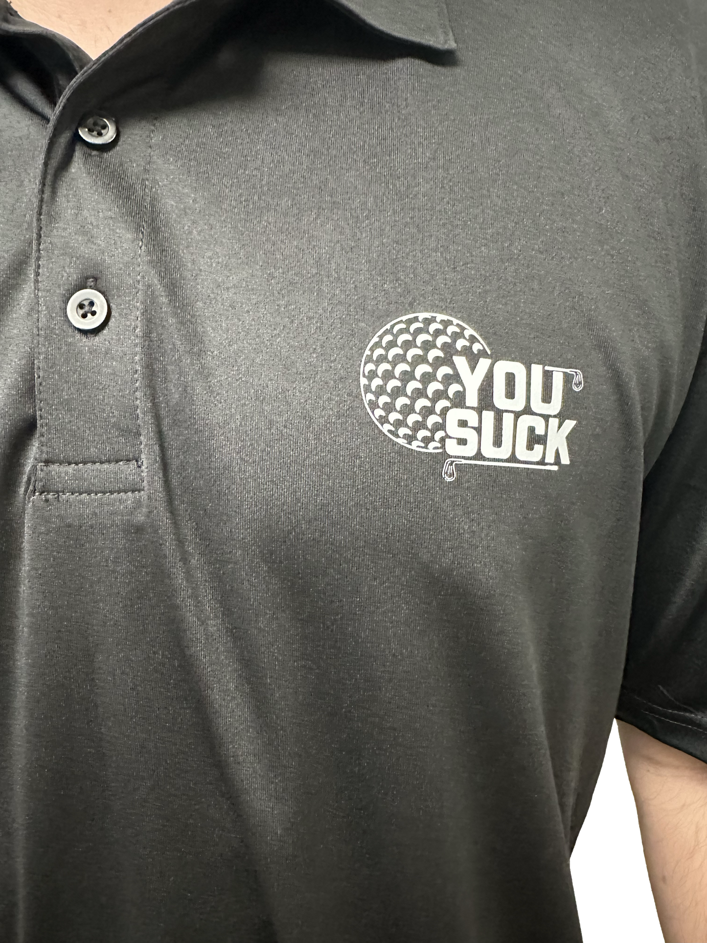 You Suck Men's Golf Ball w/ Clubs Polo Shirt