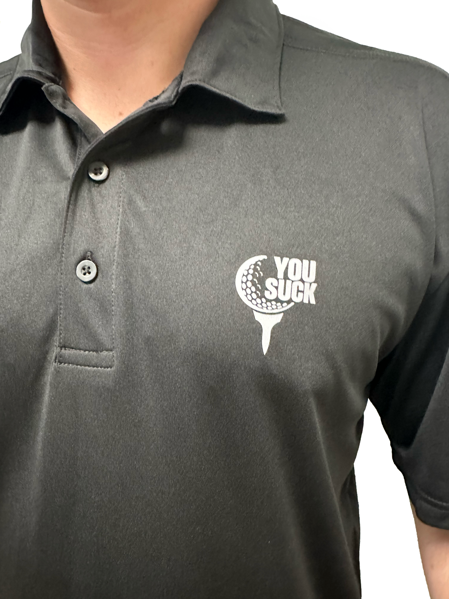 You Suck Men's Golf Ball w/Tee Polo Shirt